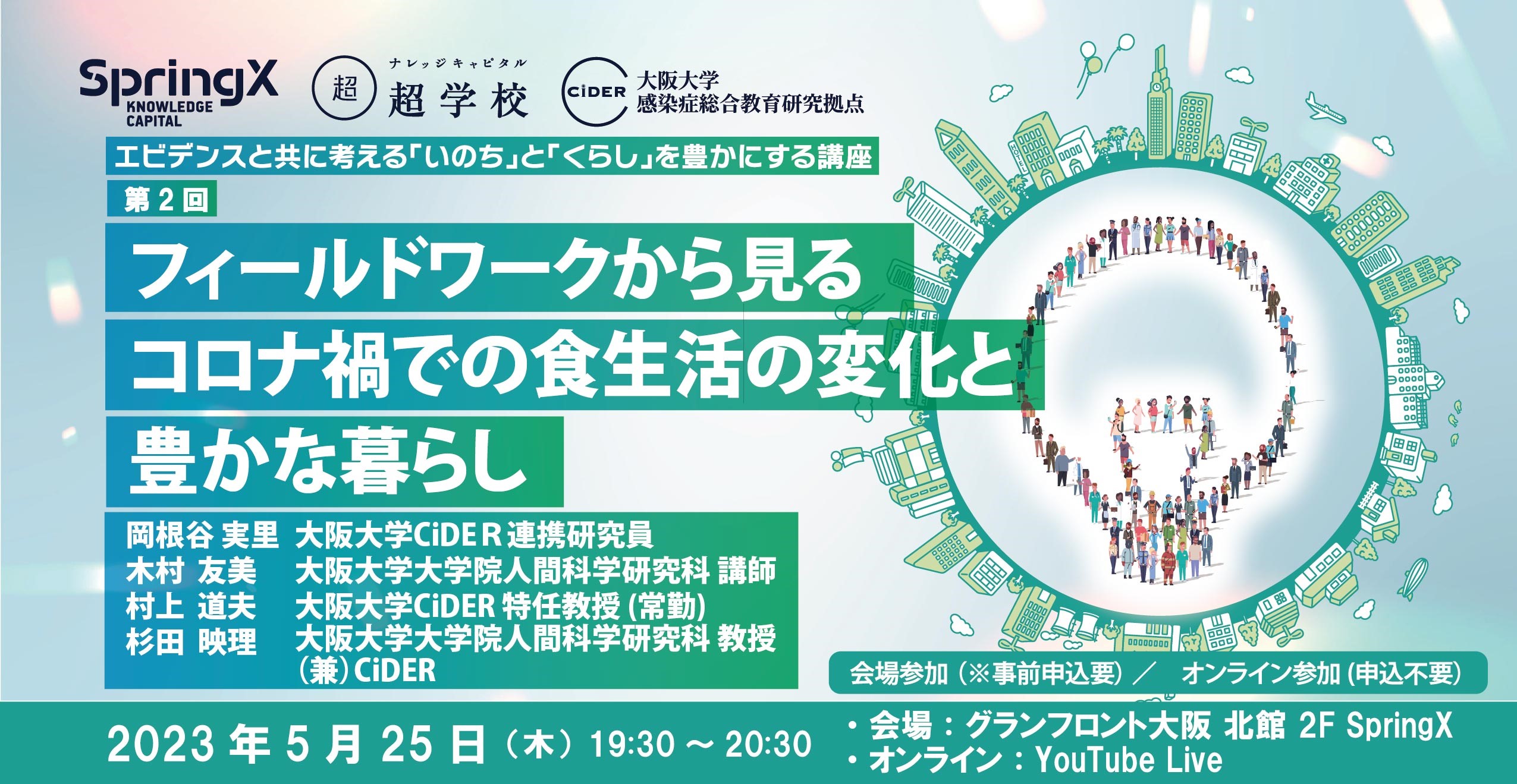 5/25（木）第2回 CiDERエビデンスと共に考える 「いのち」と「くらし」を豊かにする講座 「フィールドワークから見るコロナ禍での食生活の変化と豊かな暮らし 」