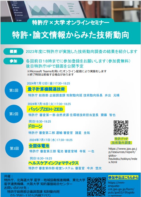 【オンラインセミナー】特許・論文情報からみた技術動向